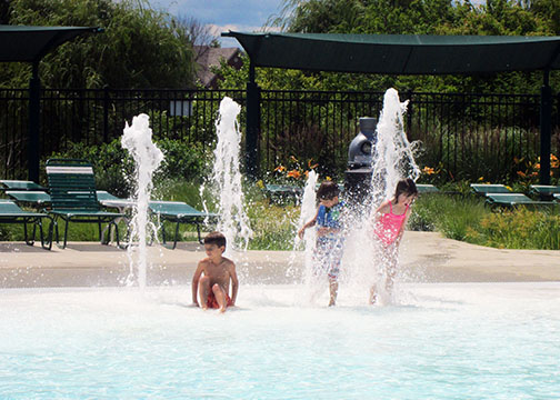 Kids at Splash Park Area of the Aquatic Center